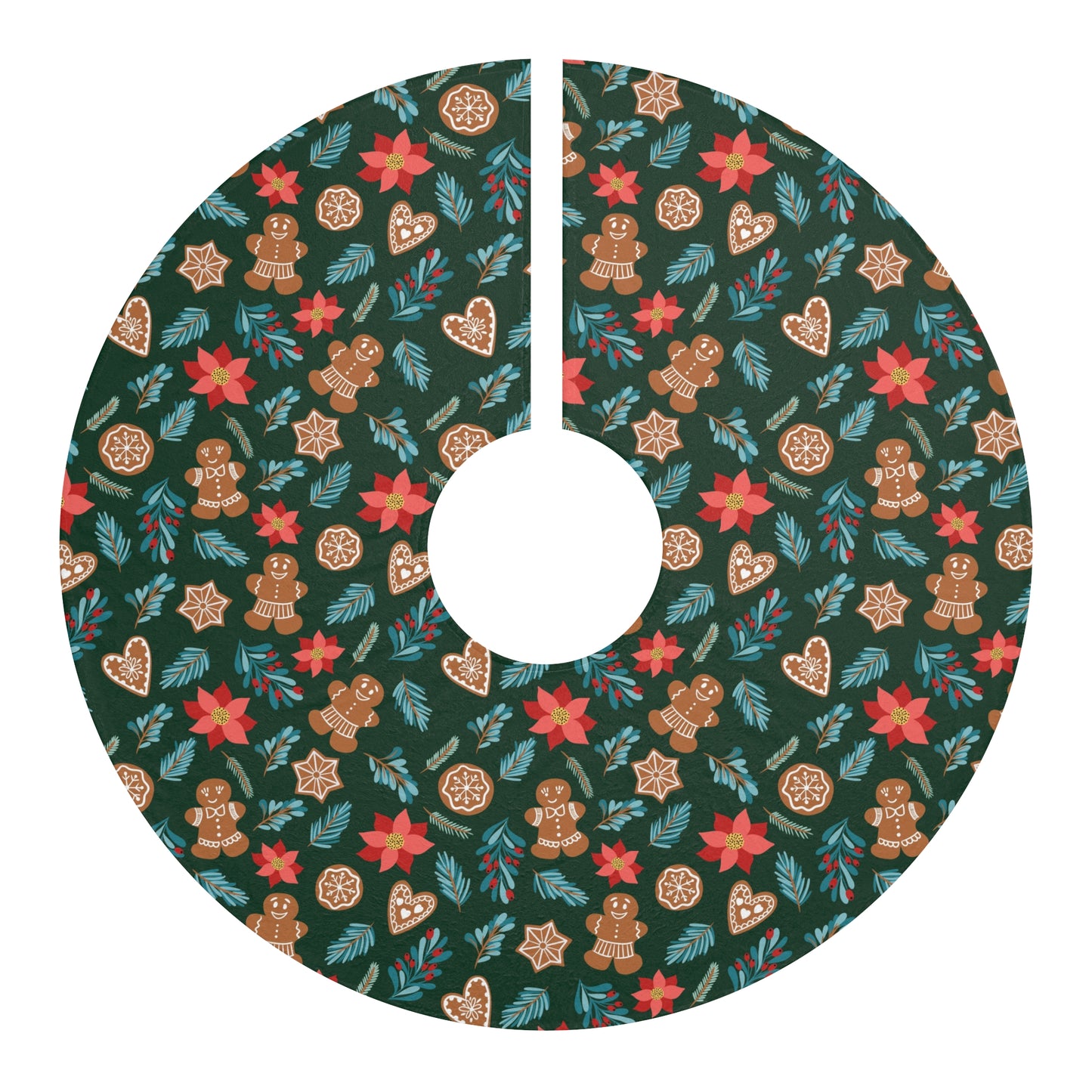 English Alt Text: "Fantasiapiparit / Gingerbread Fantasy Christmas Tree Skirt - Festive Tree Decor - Designed in Turku, Finland by Print N Stuff." Finnish Alt Text: "Fantasiapiparit / Gingerbread Fantasy Joulukuusen Alusta - Joulukuusen juhlaa - Suunniteltu Turussa, Suomessa Print N Stuffin toimesta.