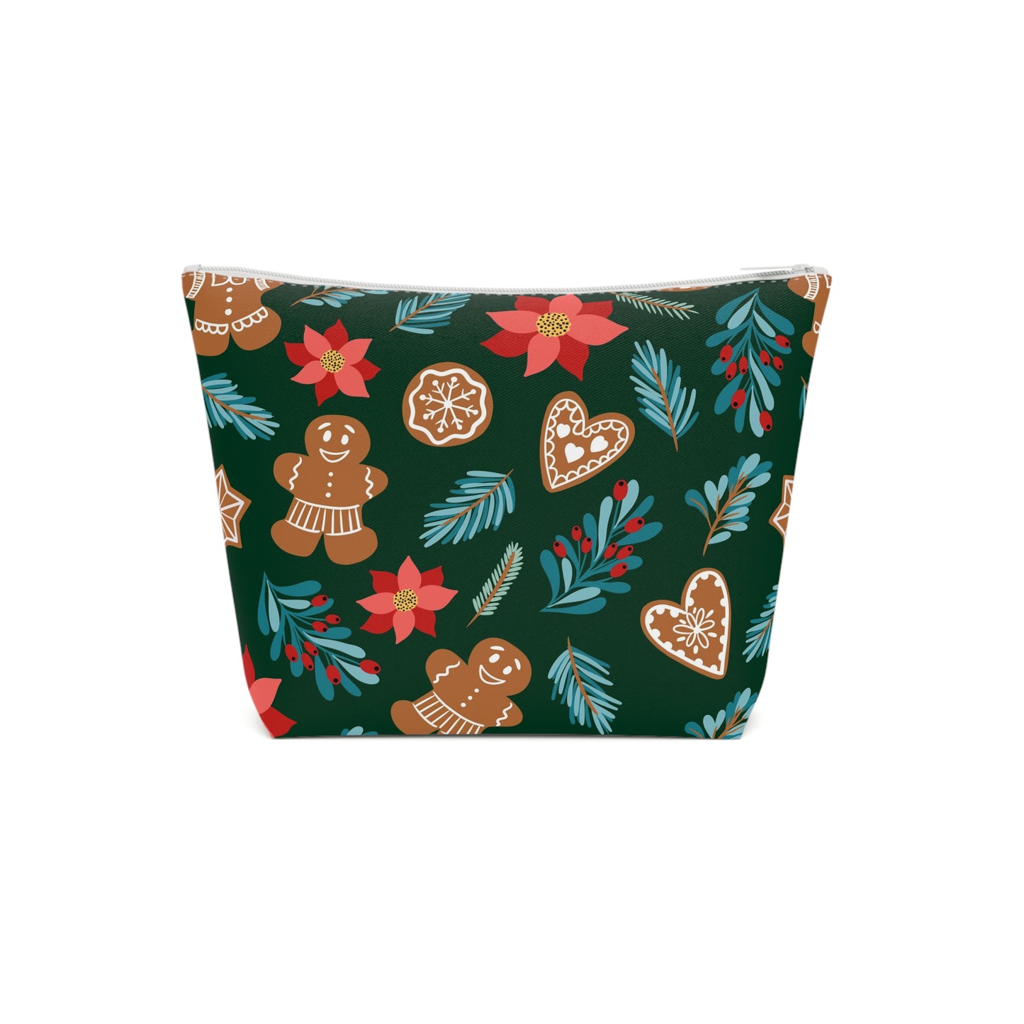 English Alt Text: "Fantasiapiparit / Gingerbread Fantasy Cosmetic Bag - Organize in Style - Designed in Turku, Finland by Print N Stuff." Finnish Alt Text: "Fantasiapiparit / Gingerbread Fantasy Kosmetiikkalaukku - Pidä kauneustuotteesi järjestyksessä tyylikkäästi - Suunniteltu Turussa, Suomessa Print N Stuffin toimesta.