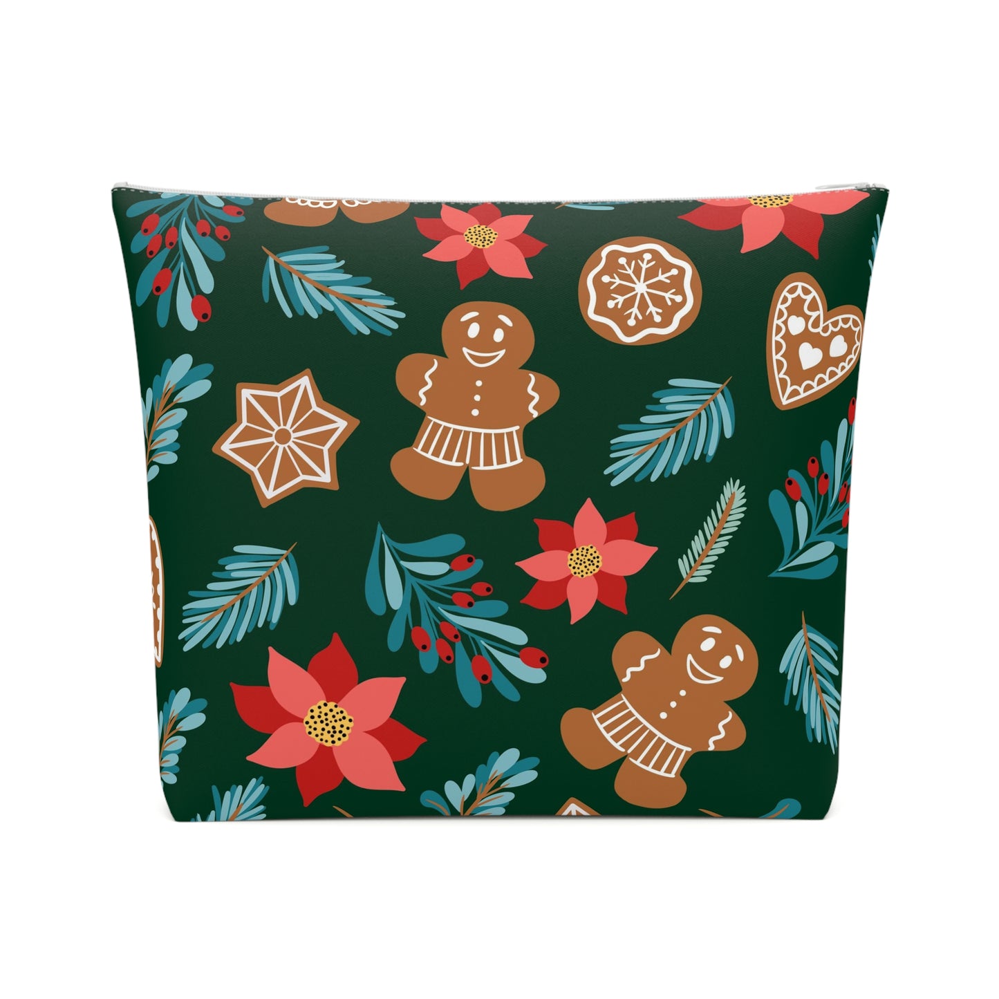 English Alt Text: "Fantasiapiparit / Gingerbread Fantasy Cosmetic Bag - Organize in Style - Designed in Turku, Finland by Print N Stuff." Finnish Alt Text: "Fantasiapiparit / Gingerbread Fantasy Kosmetiikkalaukku - Pidä kauneustuotteesi järjestyksessä tyylikkäästi - Suunniteltu Turussa, Suomessa Print N Stuffin toimesta.