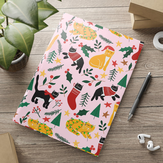 Hardcover Notebook with Puffy Covers A4 - Joulukissat / Christmas Cats - Notebooks- Print N Stuff - [designed in Turku Finland]