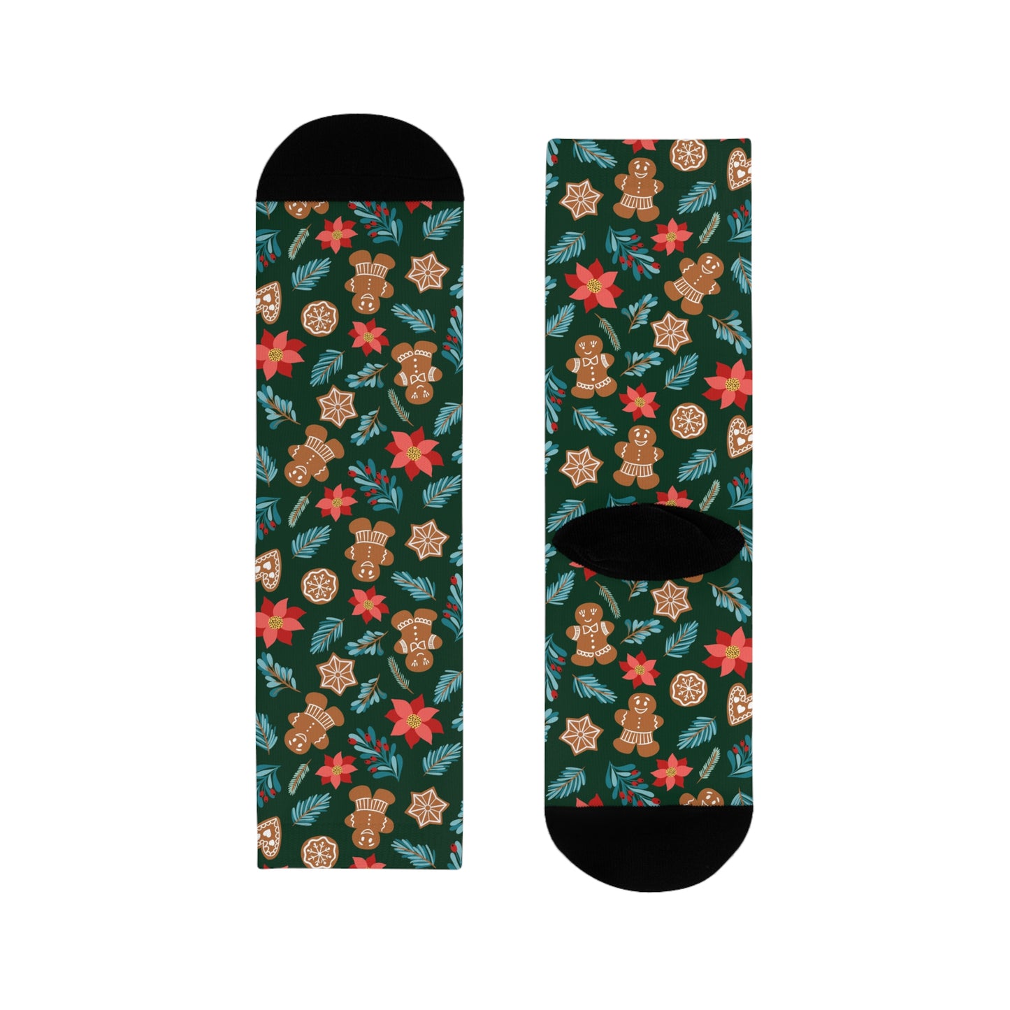 English Alt Text: "Fantasiapiparit / Gingerbread Fantasy Socks - Warm and Stylish Feet - Designed in Turku, Finland by Print N Stuff." Finnish Alt Text: "Fantasiapiparit / Gingerbread Fantasy Sukat - Lämpimät ja tyylikkäät jalat - Suunniteltu Turussa, Suomessa Print N Stuffin toimesta