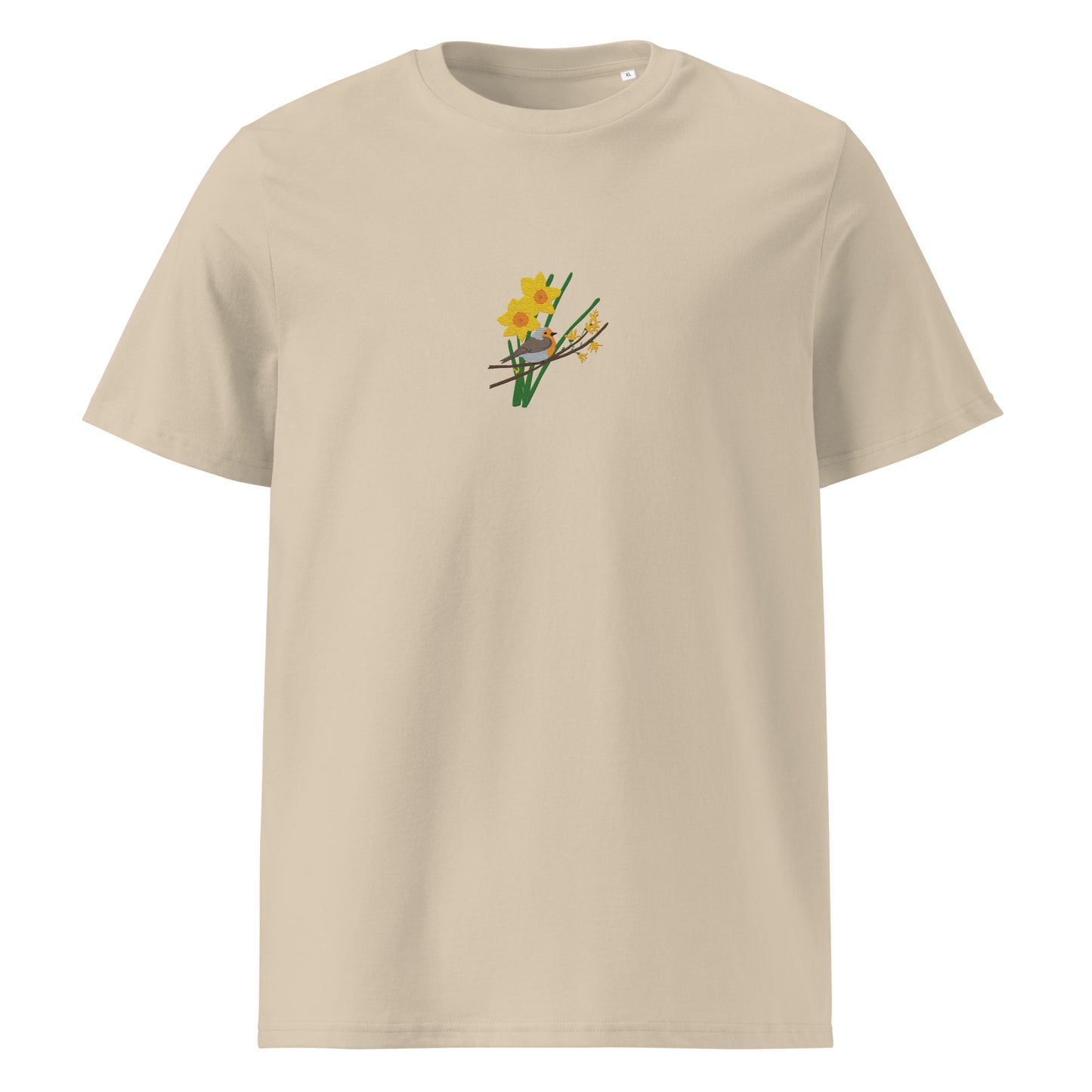 Robin and Daffodils - Unisex organic cotton t-shirt