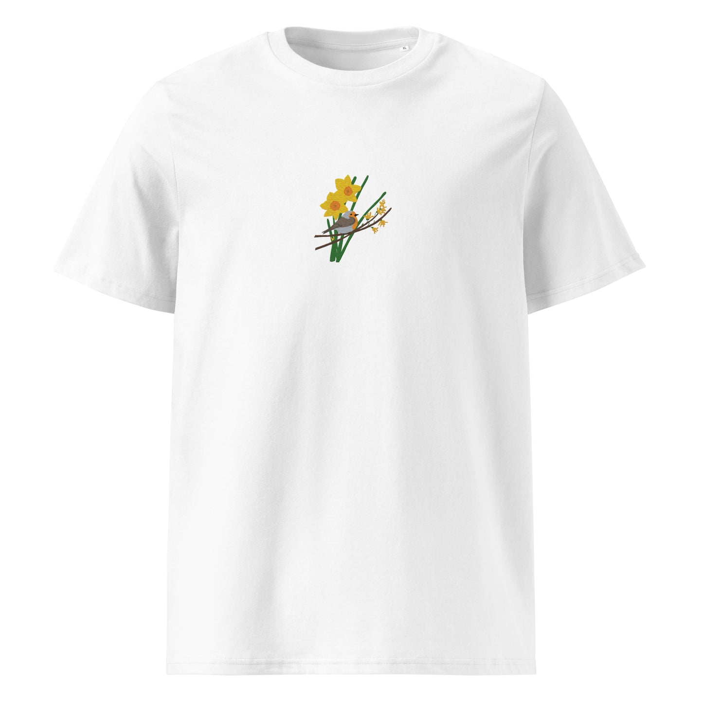 Robin and Daffodils - Unisex organic cotton t-shirt