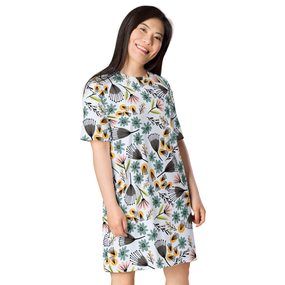 Summer Flowers - T-shirt dress - T-Shirt Dress- Print N Stuff - [designed in Turku FInland]