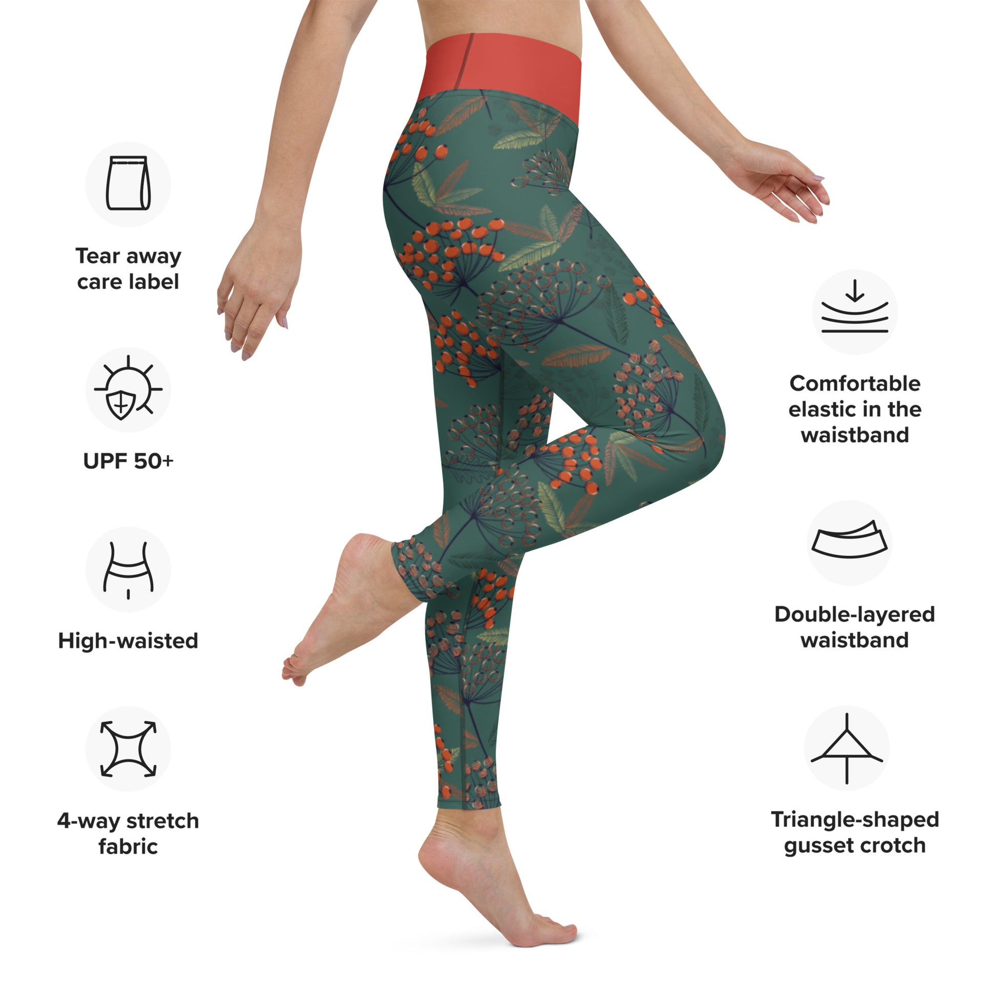 Pihlaja (Rowan) - Yoga Leggings - Leggings- Print N Stuff - [designed in Turku FInland]