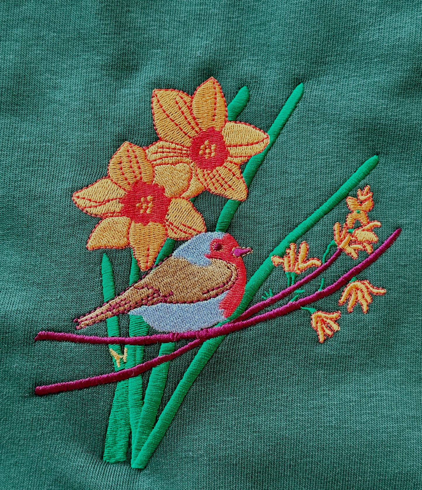 Robin and Daffodils Unisex eko raglan-huppari