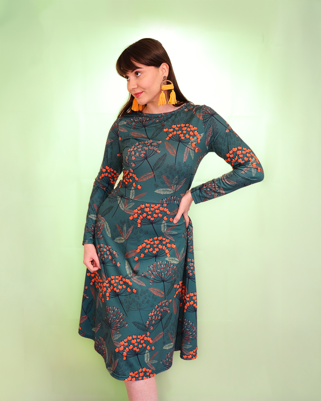 Pihlaja?Roean long sleeve dress with pockets designed by Print N Stuff in Turku Finland