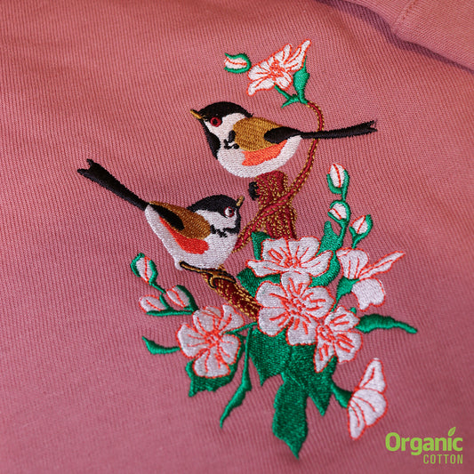 Experience the perfect blend of comfort and style with our Unisex Organic Sweatshirt showcasing the enchanting embroidery of two Coal Tits on a blossomed apple tree branch. Hand-drawn and designed in Turku, Finland, this sweatshirt embraces the beauty of nature while offering a unisex and eco-friendly fashion statement. 🎨✨ Print N Stuff