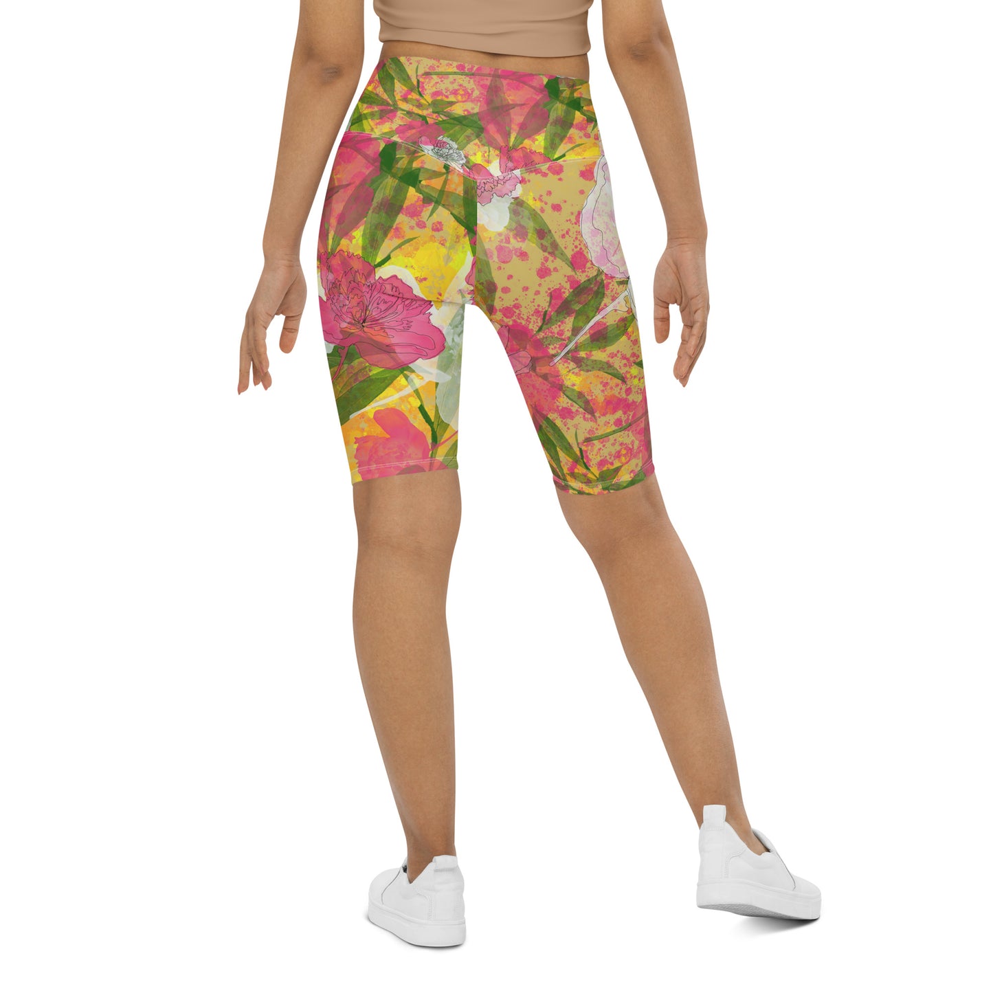 Peonies - Biker Shorts - - Print N Stuff - [designed in Turku Finland]