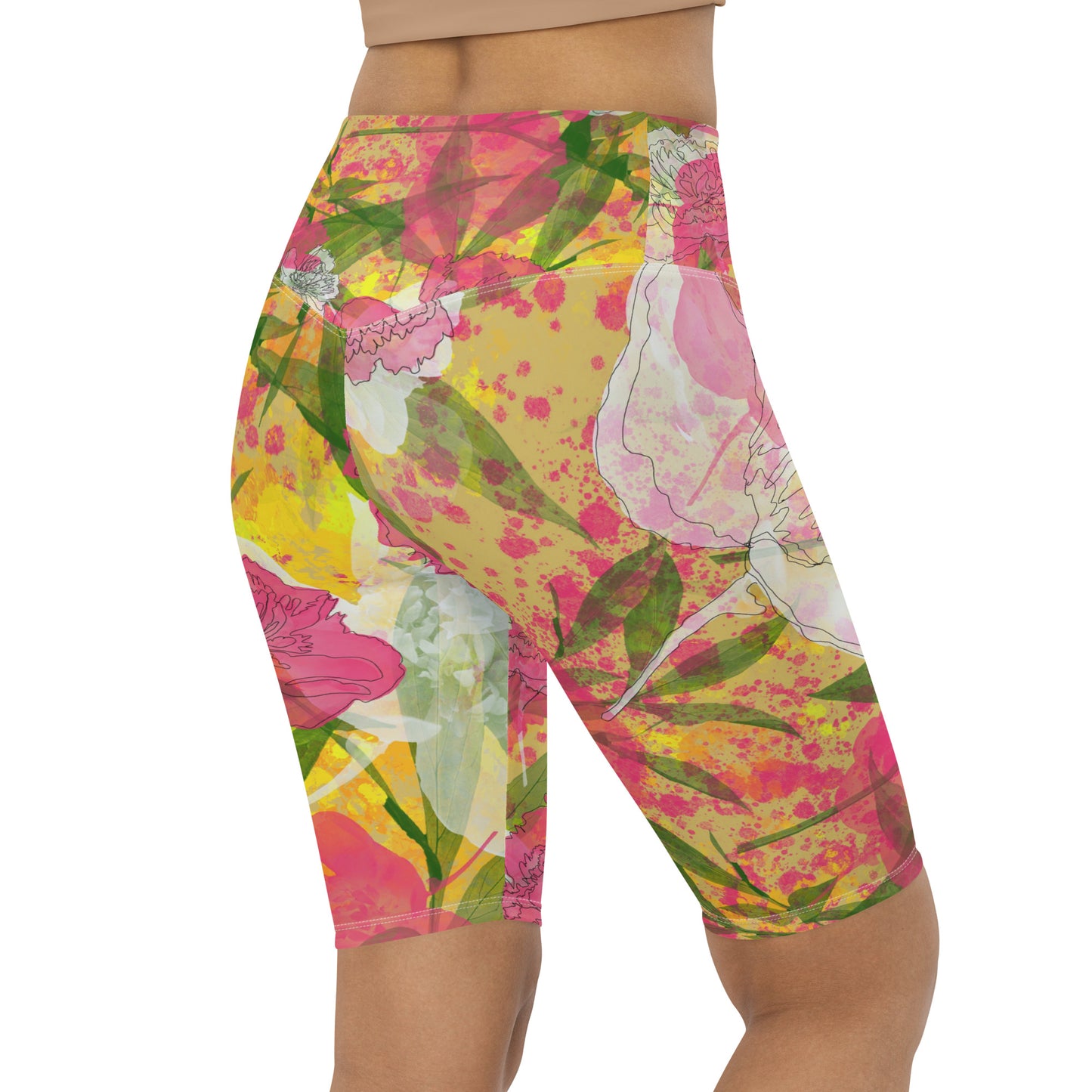 Peonies - Biker Shorts - - Print N Stuff - [designed in Turku Finland]