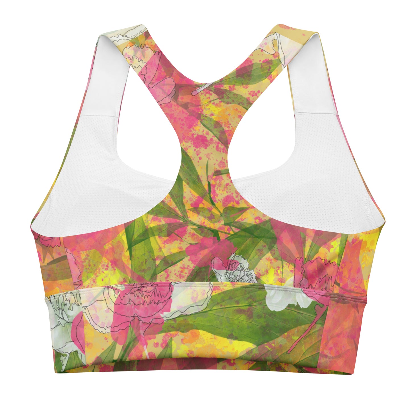 Peonies - Longline sports bra - - Print N Stuff - [designed in Turku Finland]