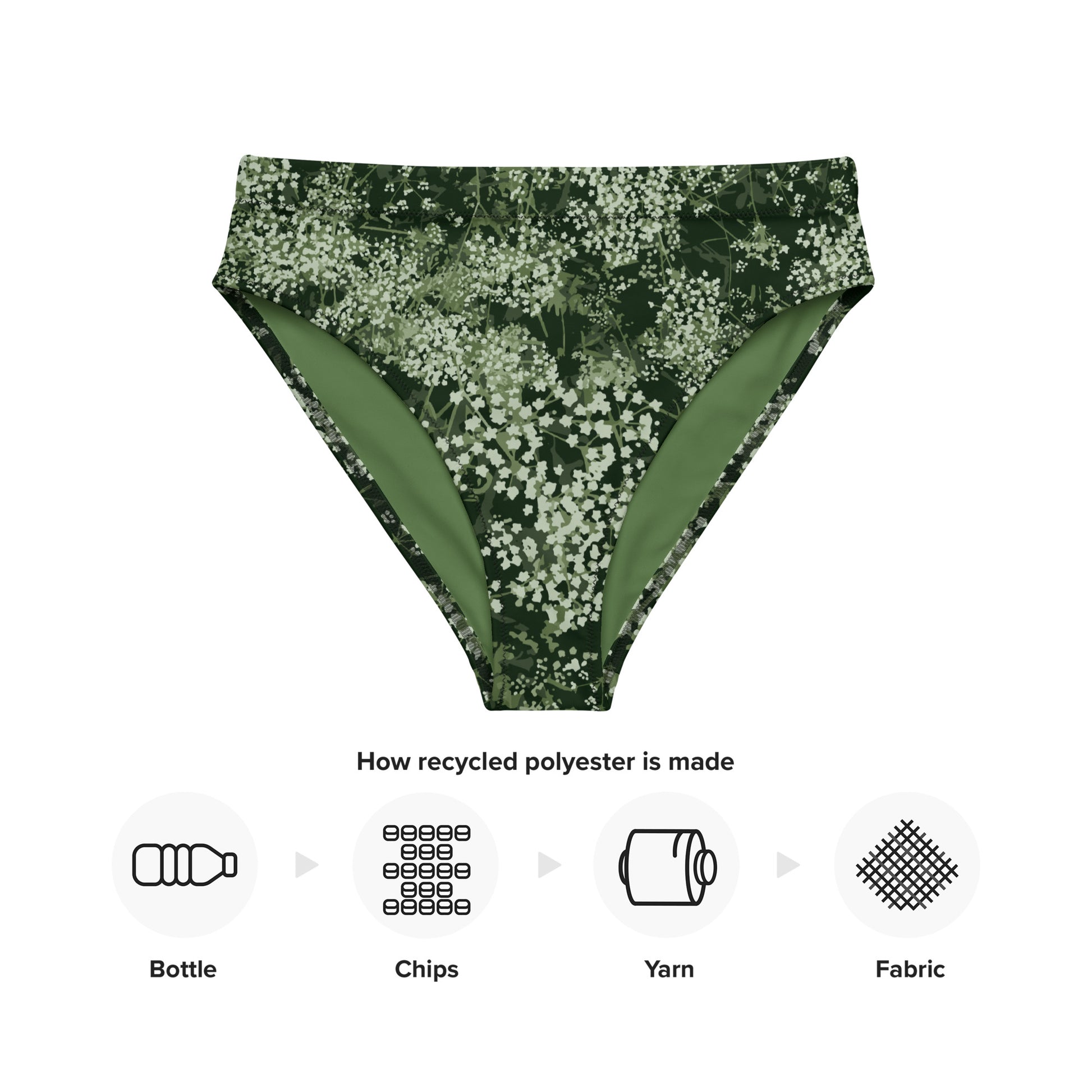 Valkovuokko - Recycled high-waisted bikini bottom - Swimwear- Print N Stuff - [designed in Turku Finland]