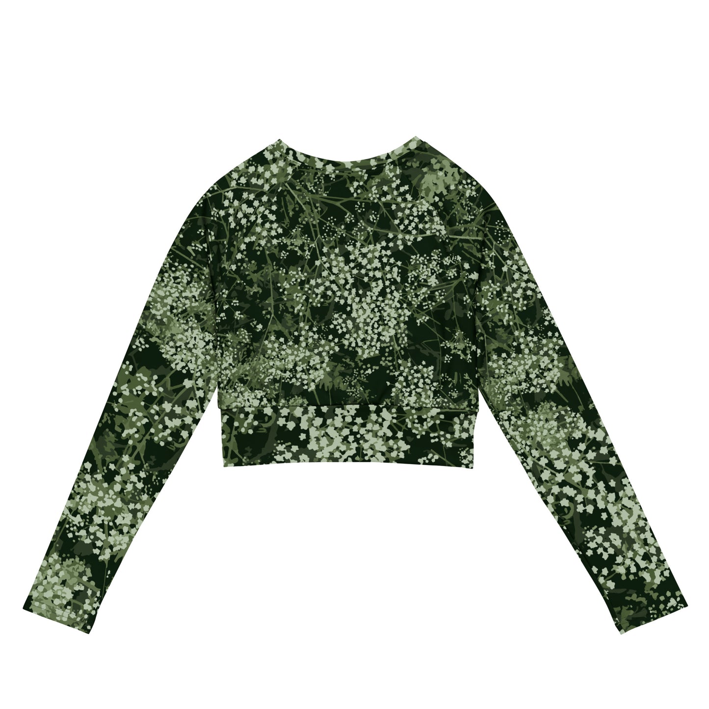 Valkovuokko - Recycled polyester long-sleeve crop top - Long Sleeve- Print N Stuff - [designed in Turku Finland]