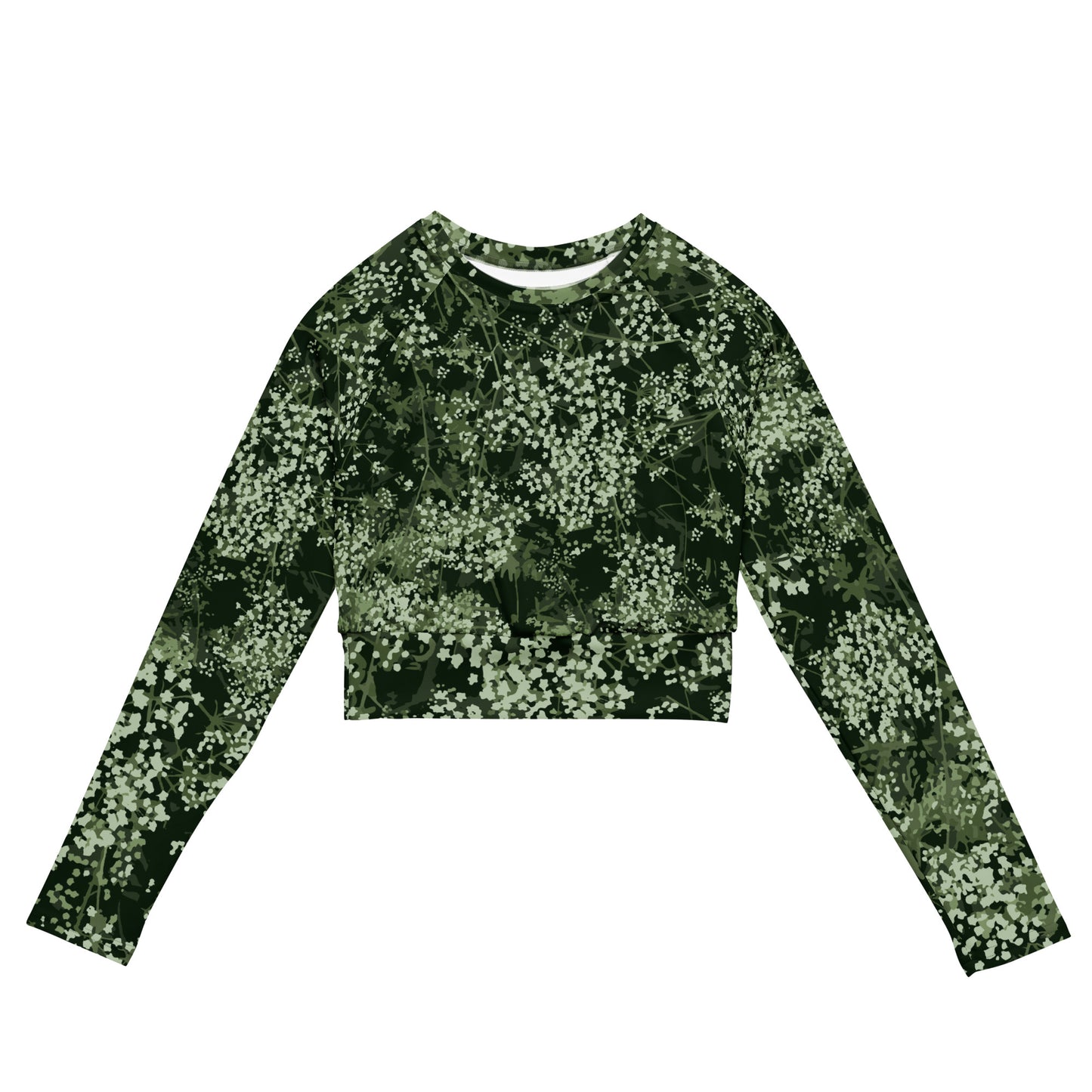 Valkovuokko - Recycled polyester long-sleeve crop top - Long Sleeve- Print N Stuff - [designed in Turku Finland]