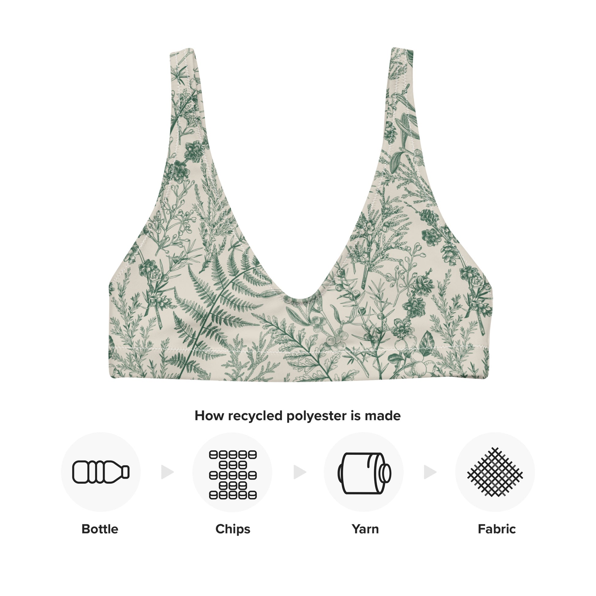 Metsä (Forest) - Recycled padded bikini top - Swimwear- Print N Stuff - [designed in Turku Finland]