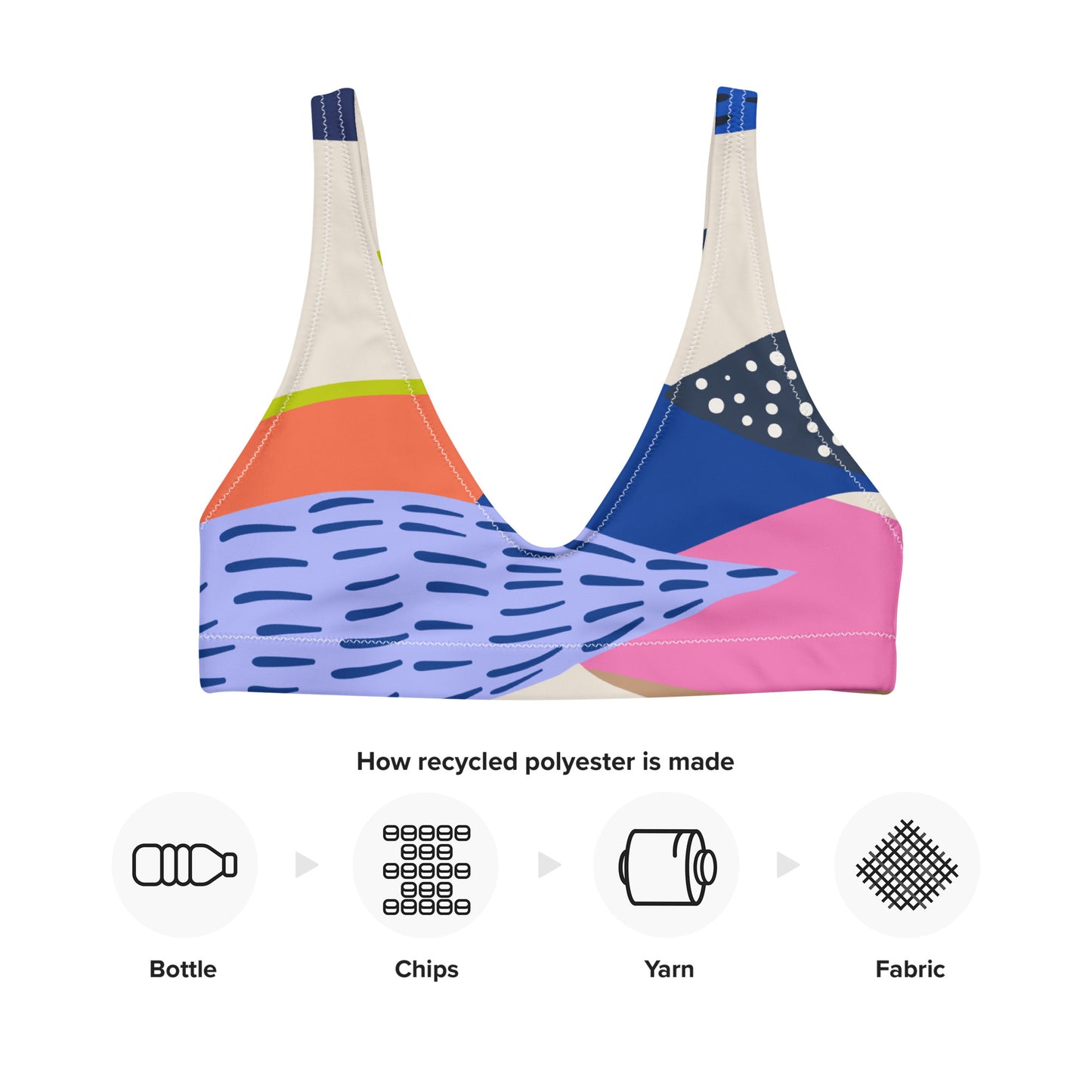 Merilevä - Recycled polyester padded bikini top - Swimwear- Print N Stuff - [designed in Turku Finland]