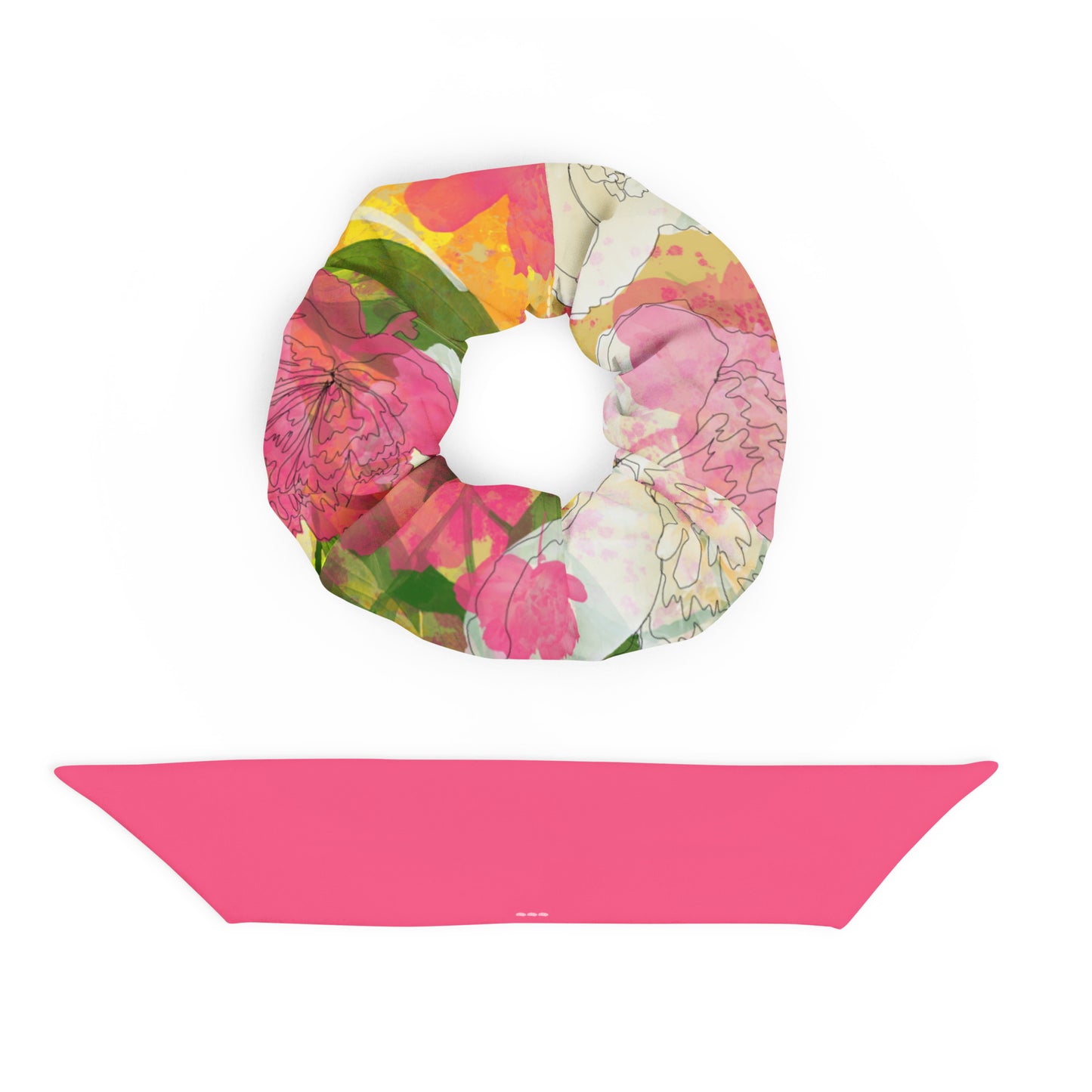 Peonies - Recycled Scrunchie - - Print N Stuff - [designed in Turku Finland]