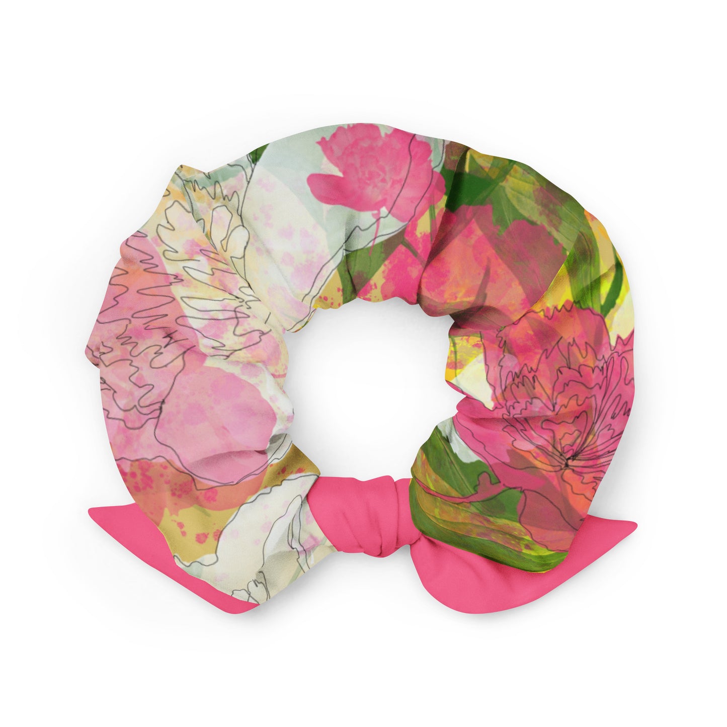 Peonies - Recycled Scrunchie - - Print N Stuff - [designed in Turku Finland]