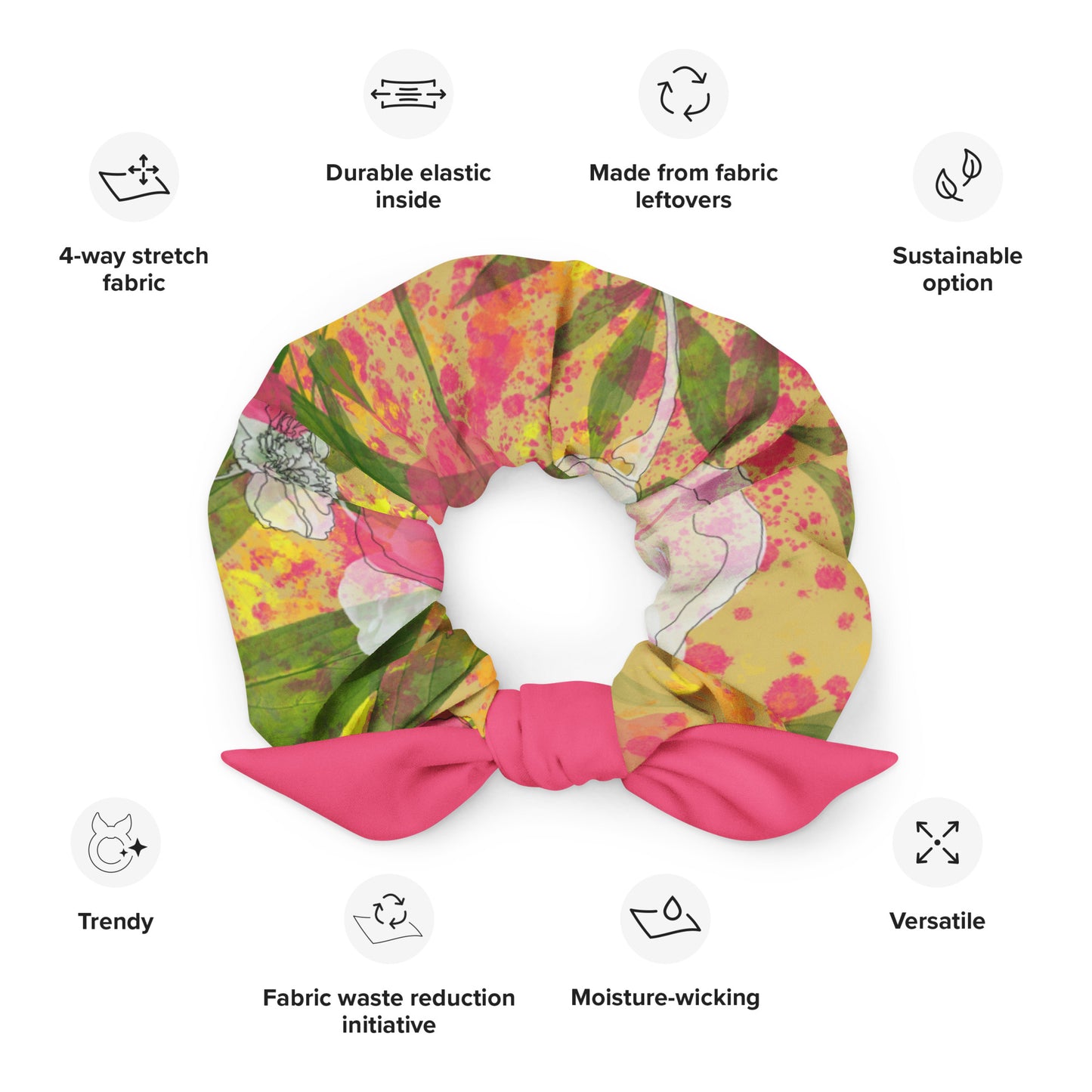 Peonies - Recycled Scrunchie - - Print N Stuff - [designed in Turku Finland]