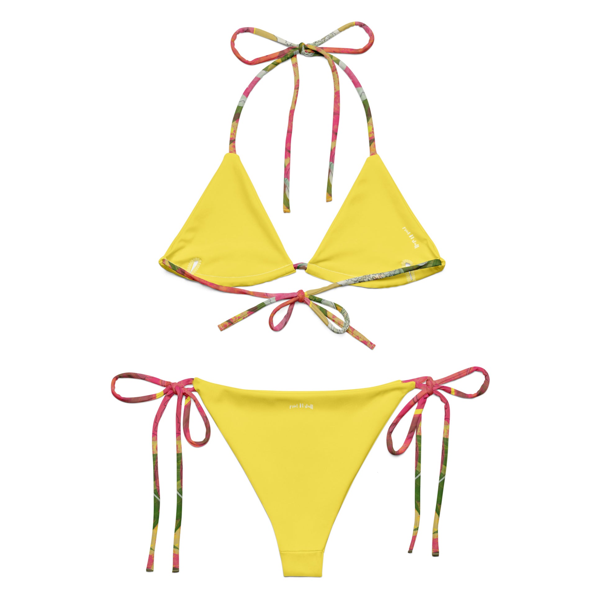 Peonies - Recycled polyester string bikini - Swimwear- Print N Stuff - [designed in Turku Finland]