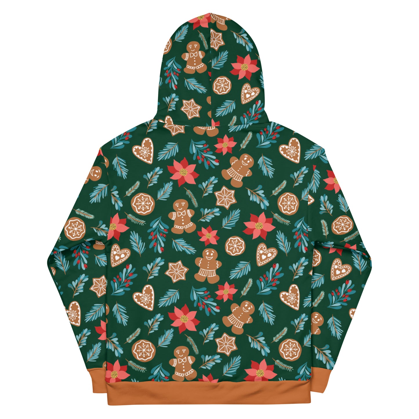 English Alt Text: "Fantasiapiparit / Gingerbread Fantasy Hoodie - Dress Comfortably with Festive Style - Designed in Turku, Finland by Print N Stuff." Finnish Alt Text: "Fantasiapiparit / Gingerbread Fantasy Huppari - Pukeudu mukavasti juhlavasti - Suunniteltu Turussa, Suomessa Print N Stuffin toimesta.