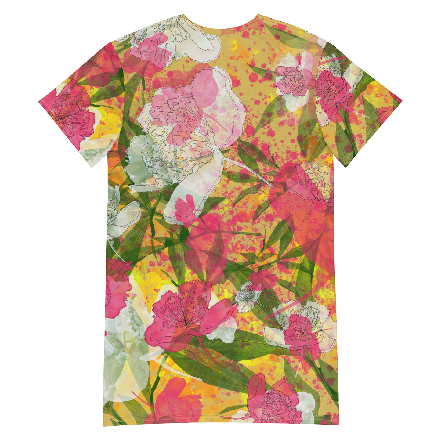 Peonies - Casual T-shirt dress - - Print N Stuff - [designed in Turku Finland]