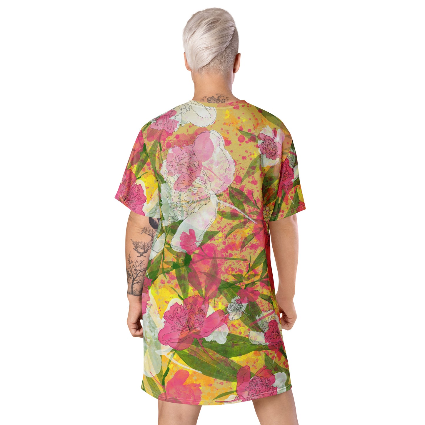 Peonies - Casual T-shirt dress - - Print N Stuff - [designed in Turku Finland]