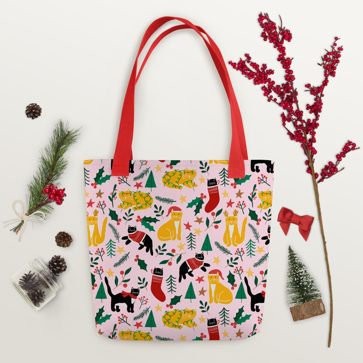 Tote bag - Joulukissat / Christmas Cats - Bags- Print N Stuff - [designed in Turku Finland]