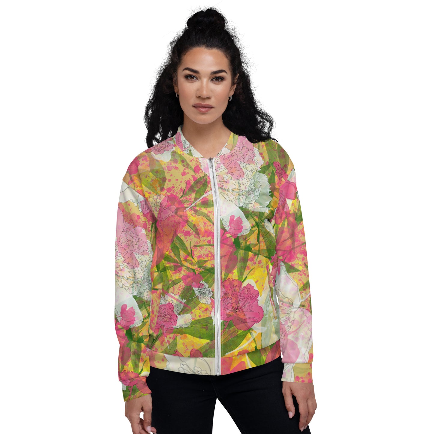 Peonies - Unisex Bomber Jacket - - Print N Stuff - [designed in Turku Finland]