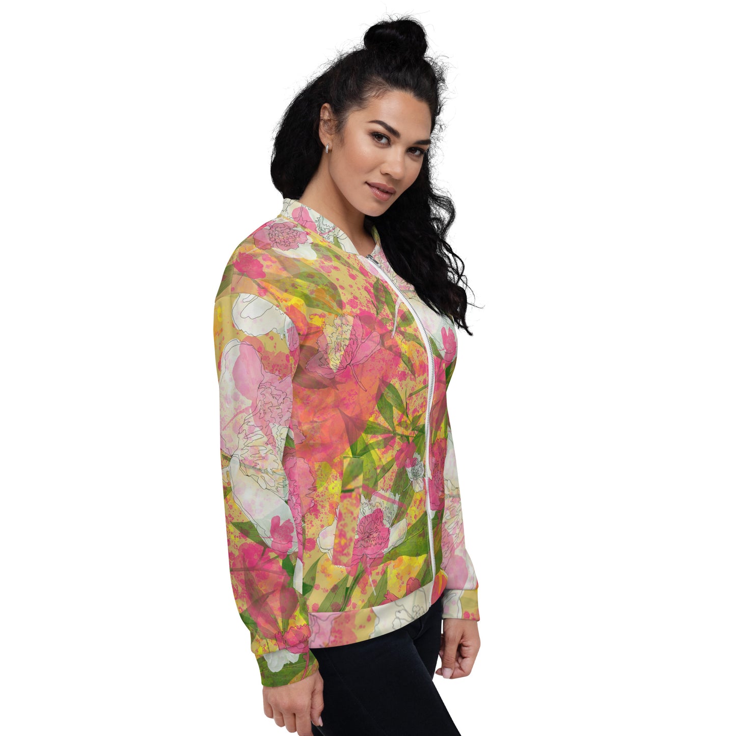 Peonies - Unisex Bomber Jacket - - Print N Stuff - [designed in Turku Finland]