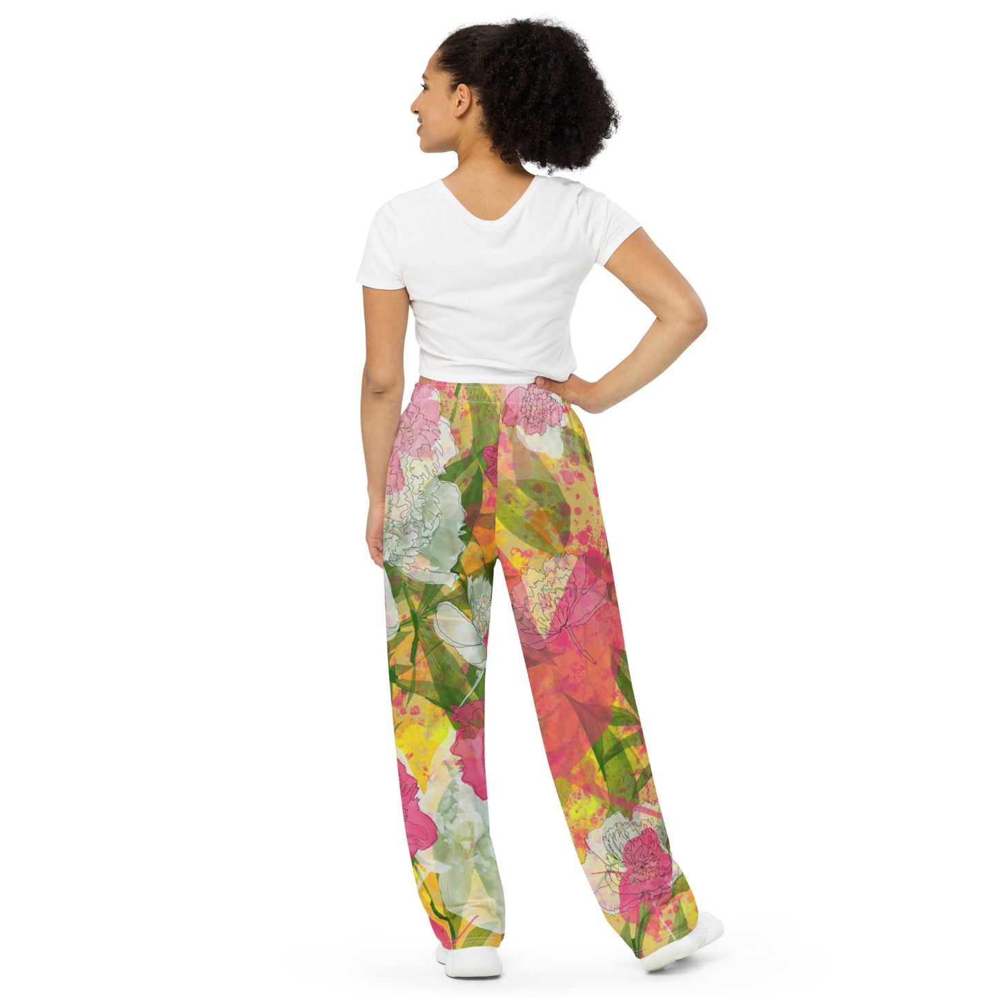 Peonies - Summer Pallazo pants - - Print N Stuff - [designed in Turku Finland]