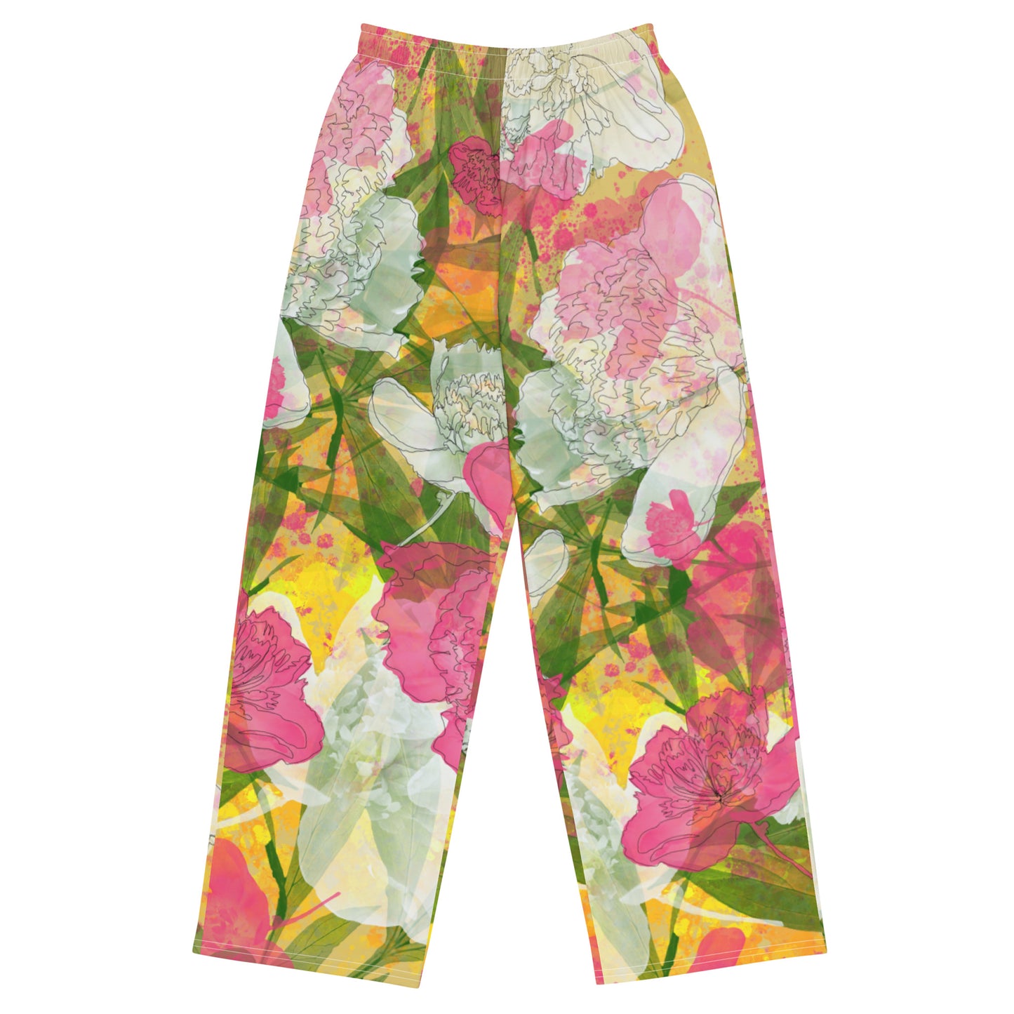 Peonies - Summer Pallazo pants - - Print N Stuff - [designed in Turku Finland]