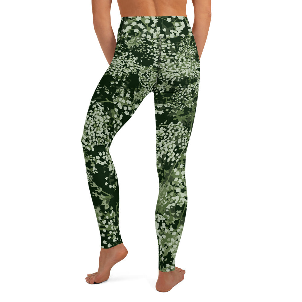 Valkovuokko - Yoga Leggings - Leggings- Print N Stuff - [designed in Turku Finland]