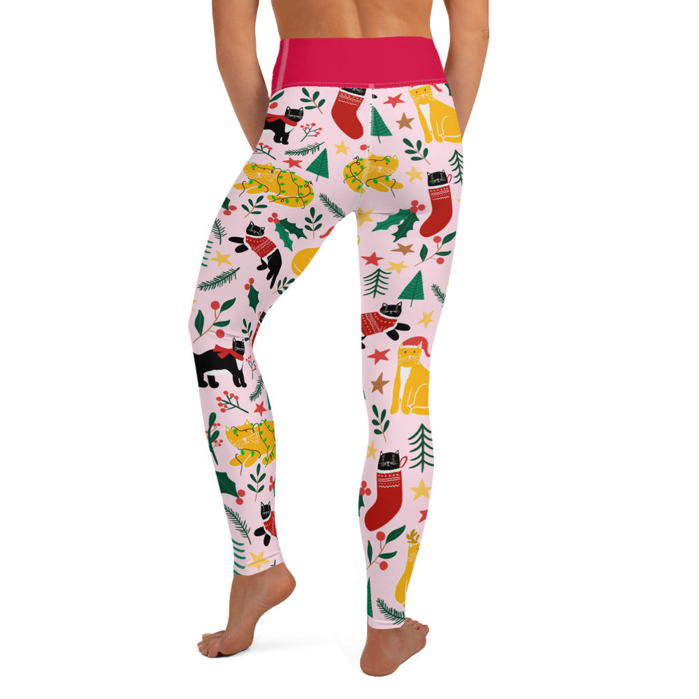 English Alt Text: "Joulukissat Leggings - Finnish Cat Pattern - Designed in Turku, Finland by Print N Stuff." Finnish Alt Text: "Joulukissat Leggingsit - Suomalainen kissakuosi - Suunniteltu Turussa, Suomessa Print N Stuffin toimesta."