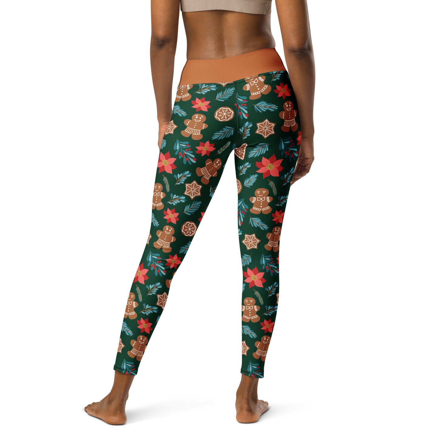 English Alt Text: "Fantasiapiparit / Gingerbread Fantasy High-Waisted Yoga Leggings - Comfort and Style - Designed in Turku, Finland by Print N Stuff." Finnish Alt Text: "Fantasiapiparit / Gingerbread Fantasy Korkeavyötäröiset Joogaleggingsit - Mukavuutta ja Tyyliä - Suunniteltu Turussa, Suomessa Print N Stuffin toimesta.