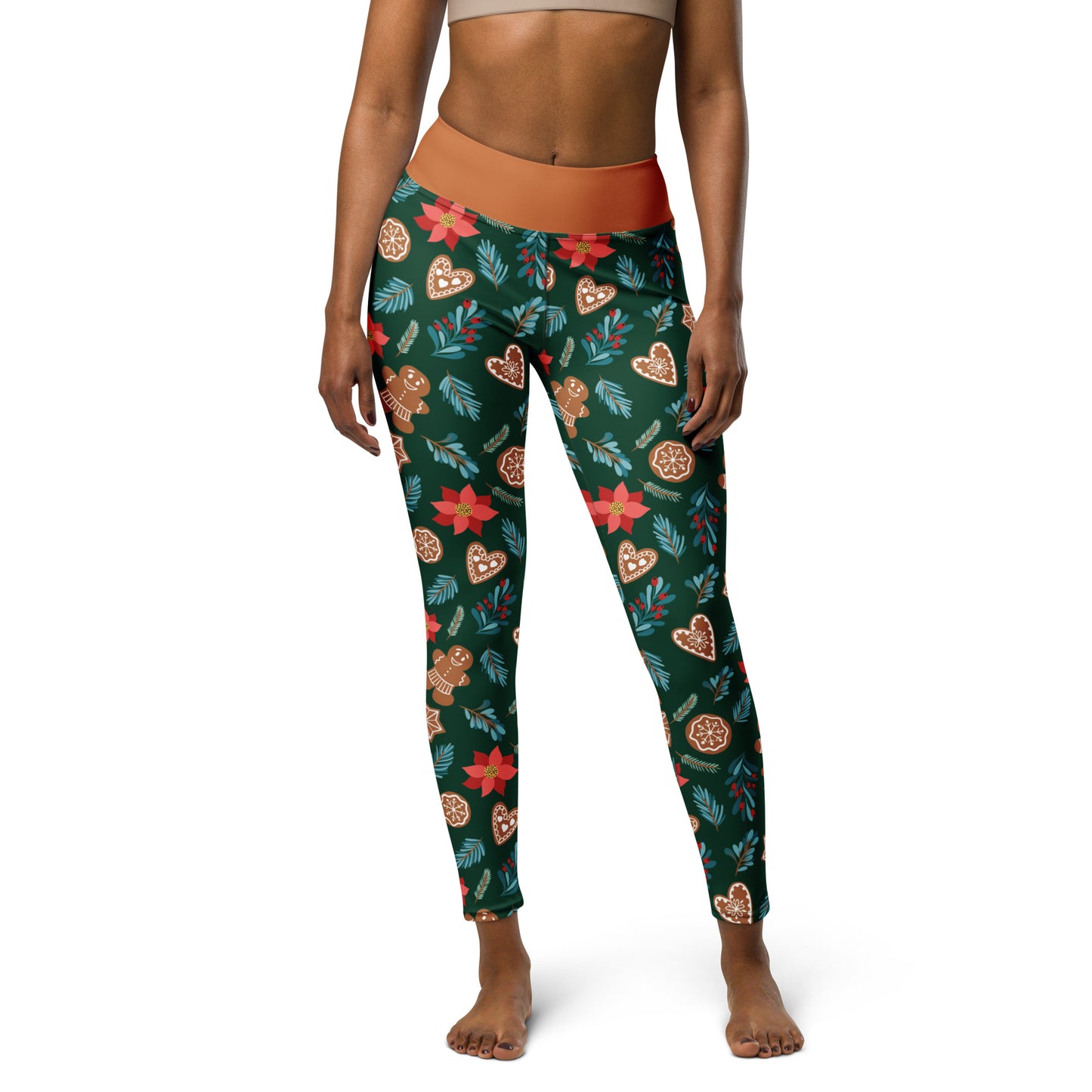 English Alt Text: "Fantasiapiparit / Gingerbread Fantasy High-Waisted Yoga Leggings - Comfort and Style - Designed in Turku, Finland by Print N Stuff." Finnish Alt Text: "Fantasiapiparit / Gingerbread Fantasy Korkeavyötäröiset Joogaleggingsit - Mukavuutta ja Tyyliä - Suunniteltu Turussa, Suomessa Print N Stuffin toimesta.