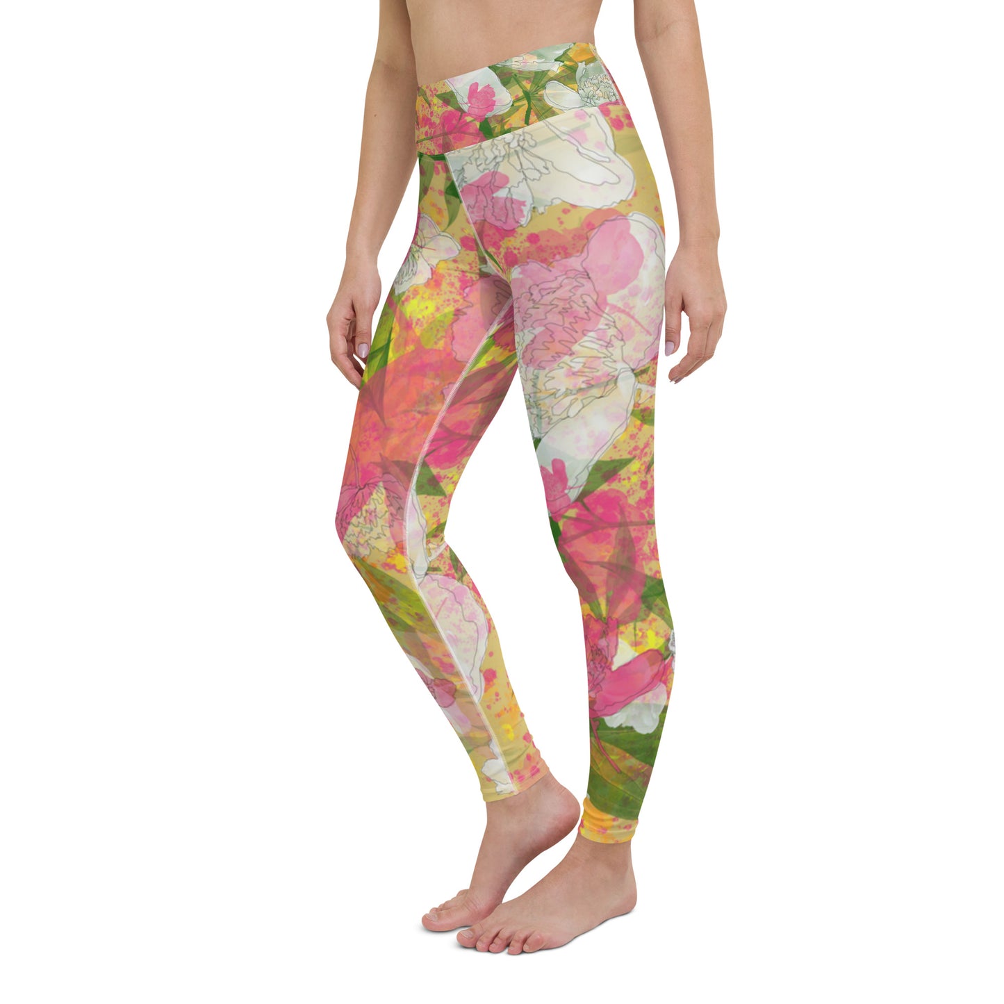 Peonies - Yoga Leggings - - Print N Stuff - [designed in Turku Finland]