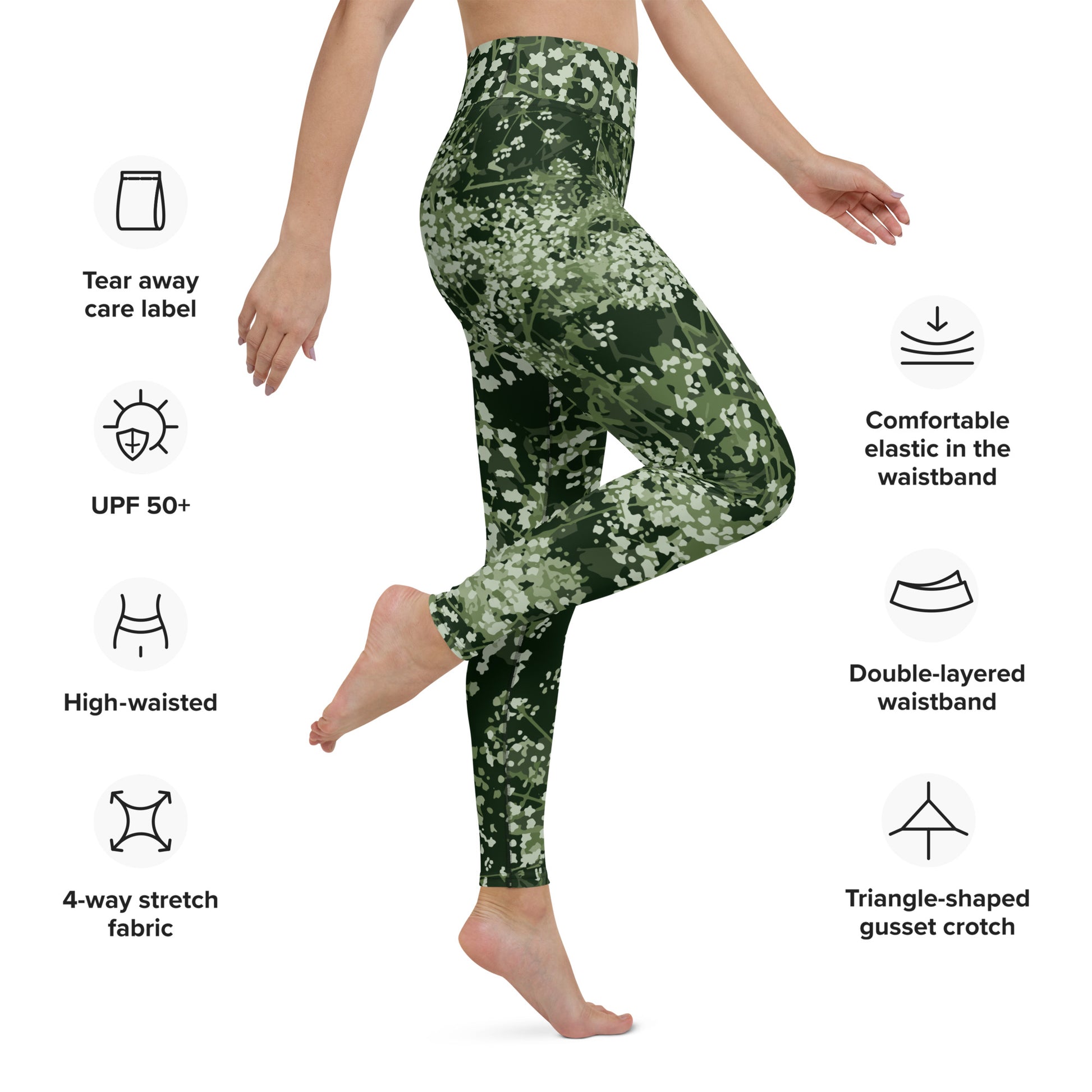 Valkovuokko - Yoga Leggings - Leggings- Print N Stuff - [designed in Turku Finland]
