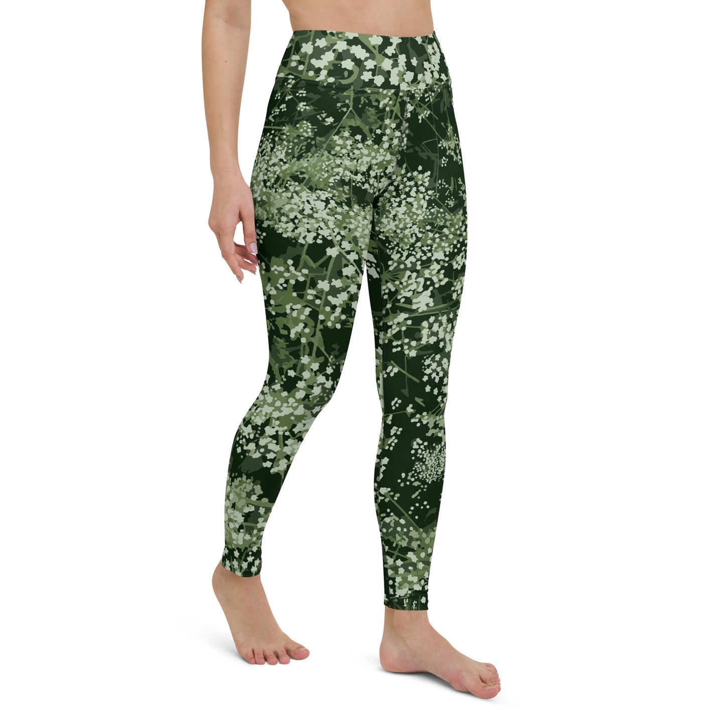 Valkovuokko - Yoga Leggings - Leggings- Print N Stuff - [designed in Turku Finland]