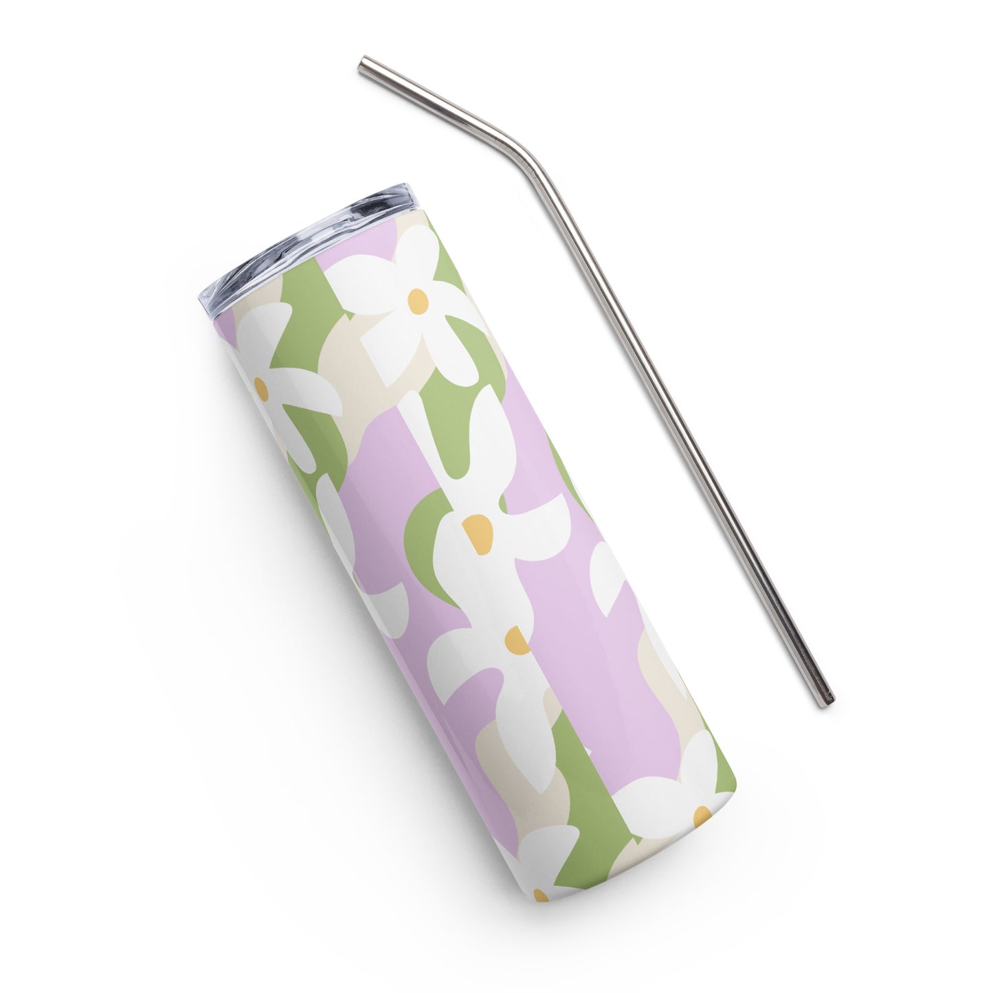 Petal Dance - Stainless steel tumbler with metallic straw