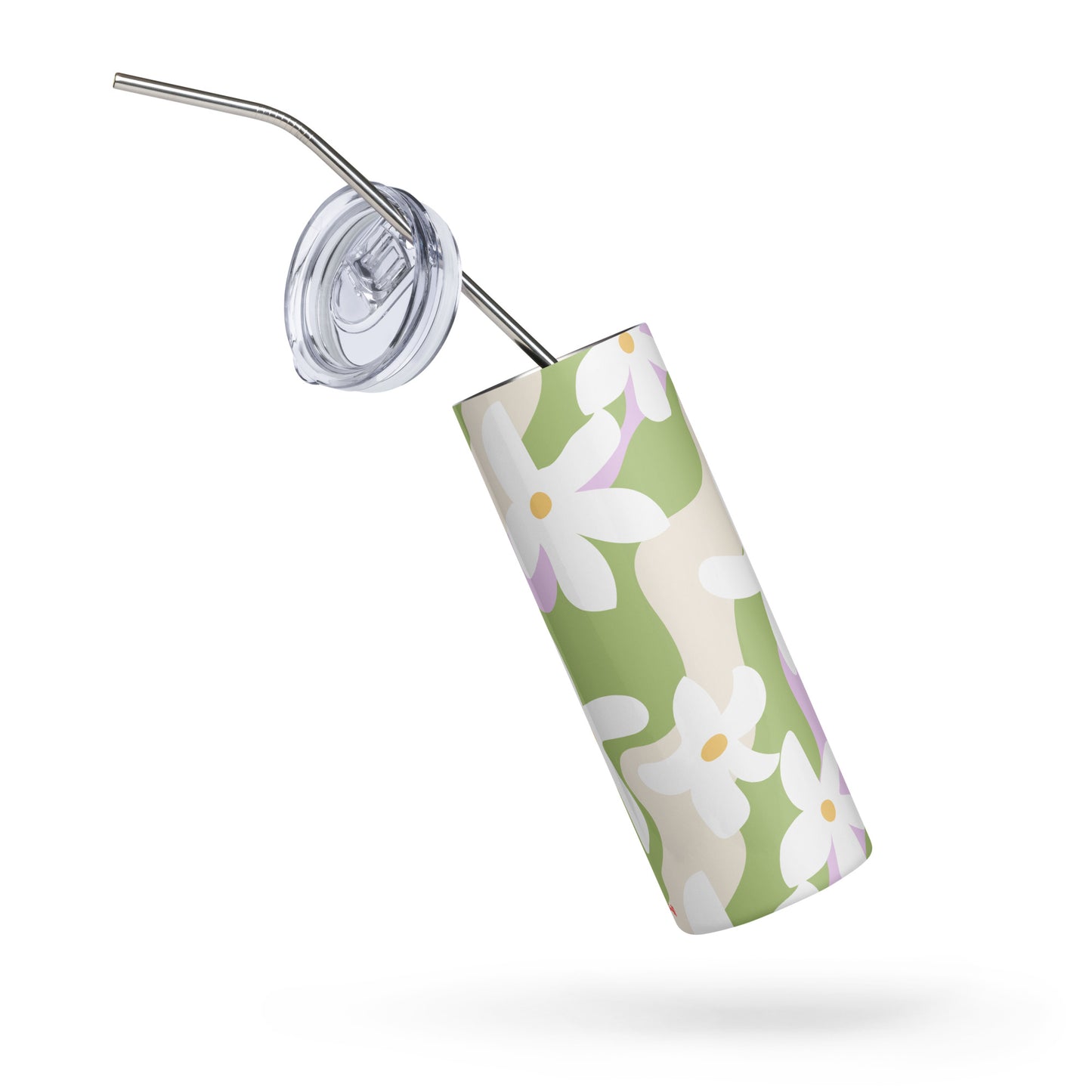 Petal Dance - Stainless steel tumbler with metallic straw