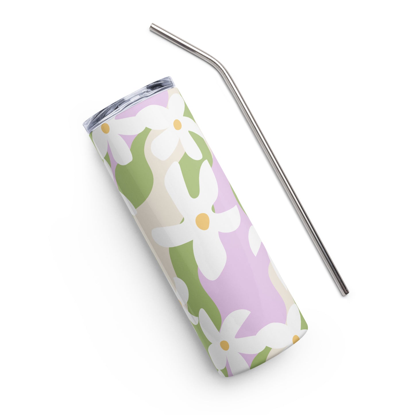 Petal Dance - Stainless steel tumbler with metallic straw