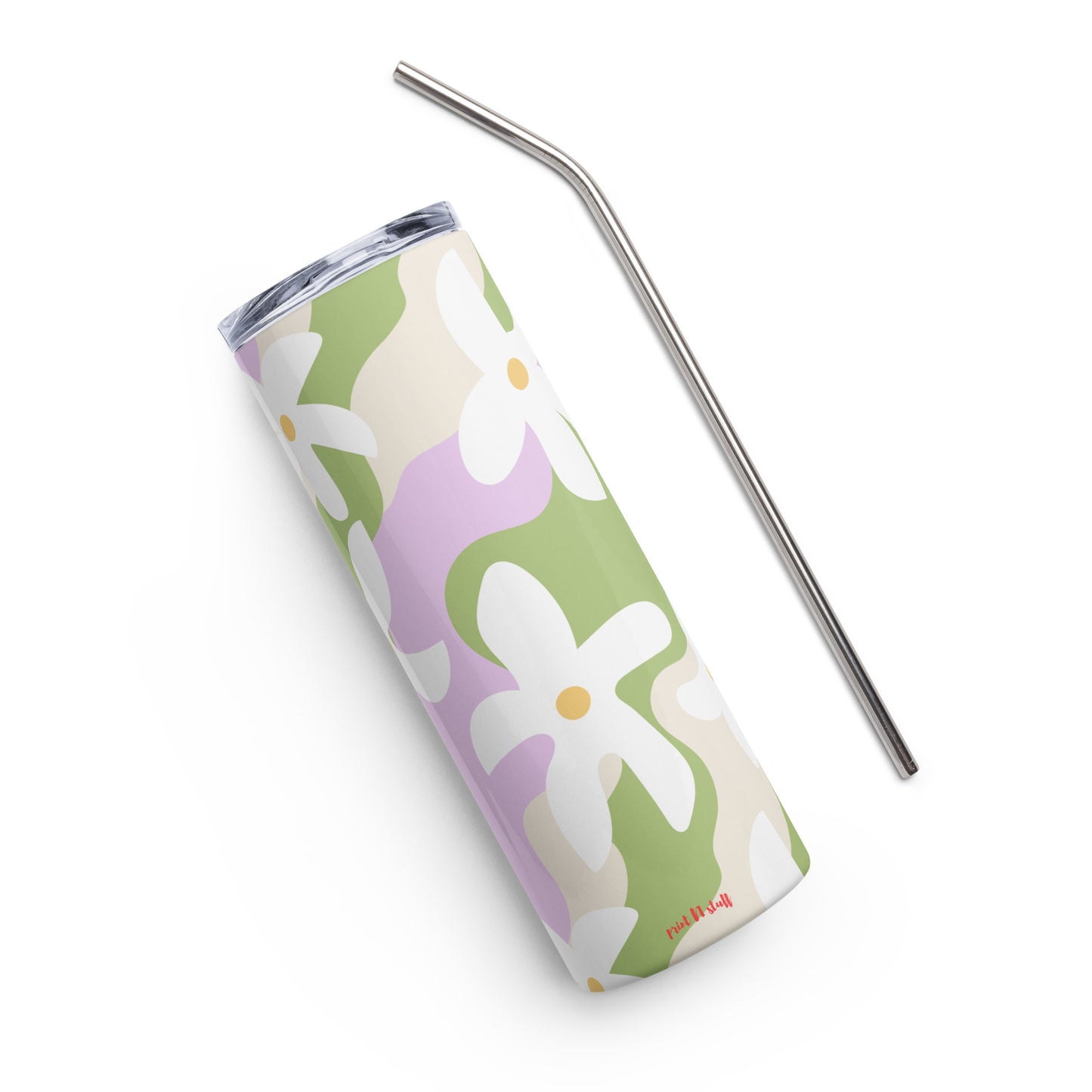 Petal Dance - Stainless steel tumbler with metallic straw