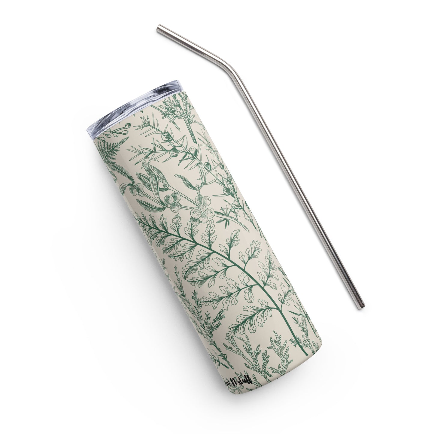 Metsä (Forest) - Stainless steel tumbler with metallic straw