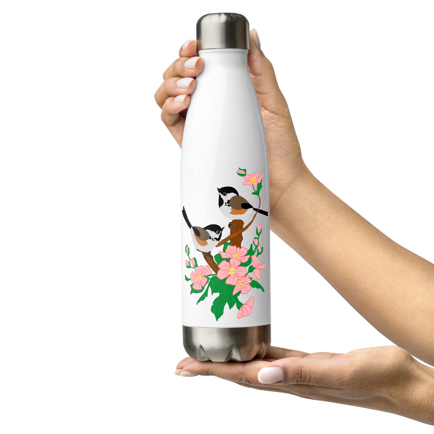 Coal Tits and cherry tree blossoms - Thermos Bottle