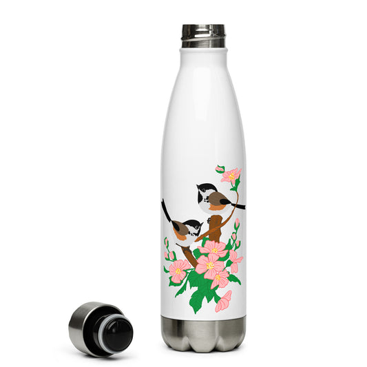 Coal Tits and cherry tree blossoms - Thermos Bottle