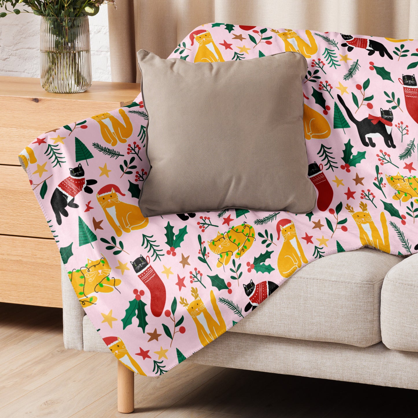 Super Soft Blanket - Joulukissat / Christmas Cats - Blankets- Print N Stuff - [designed in Turku Finland]