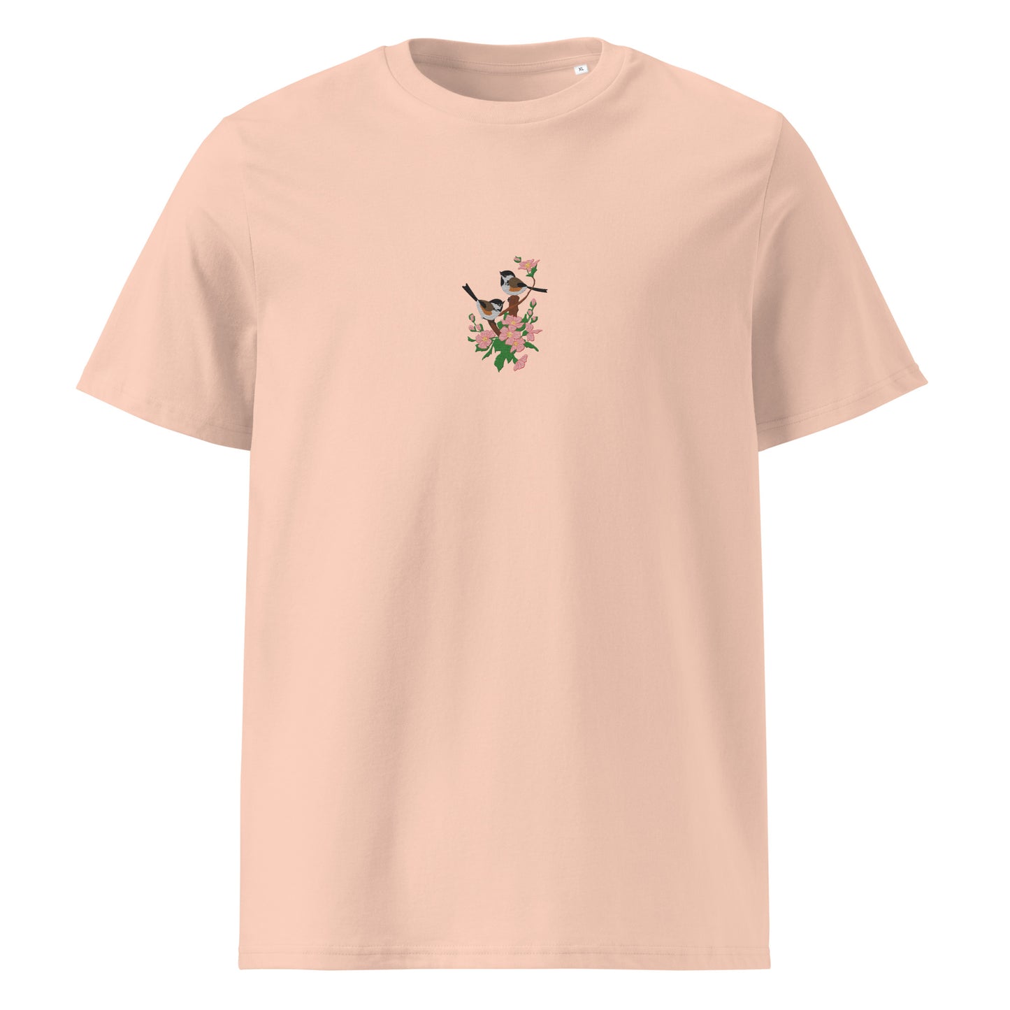 Coal Tits and cherry tree blossoms - Unisex organic cotton t-shirt