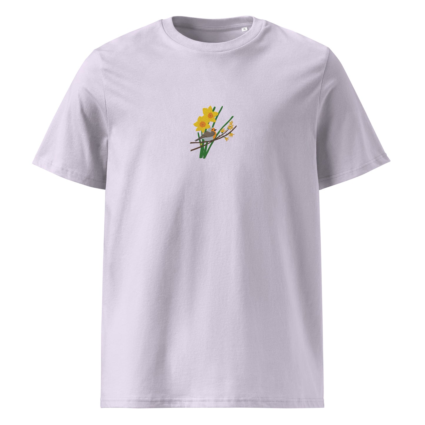 Robin and Daffodils - Unisex luomupuuvillainen t-paita