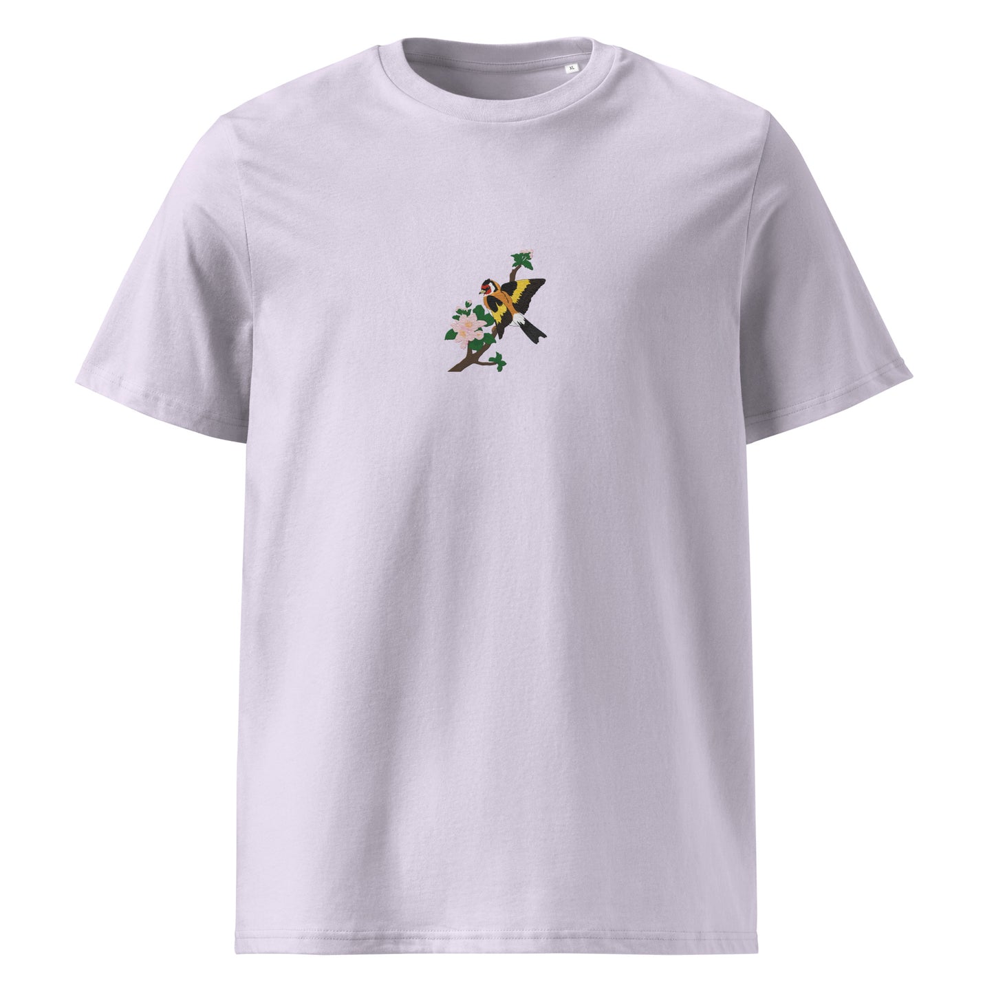 Golden Finch and Apple tree blossoms - Unisex organic cotton t-shirt